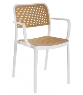 SILLON COMEDOR 55 X 58 X 82 PERET PLOPROPILENO BLANCO Y NATURAL