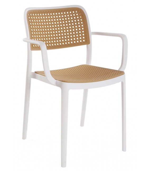 SILLON COMEDOR 55 X 58 X 82 PERET PLOPROPILENO BLANCO Y NATURAL