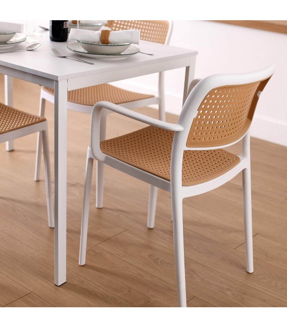 SILLON COMEDOR 55 X 58 X 82 PERET PLOPROPILENO BLANCO Y NATURAL