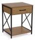 Mesita de noche industrial con cajón, madera y metal negro. Mdmhogar1