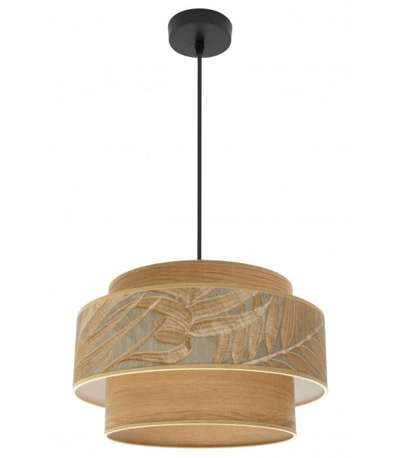 LAMPARA DE TECHO 40 Ø X 104 SABAGE TEXTIL GRIS Y MARRON METAL NEGRO