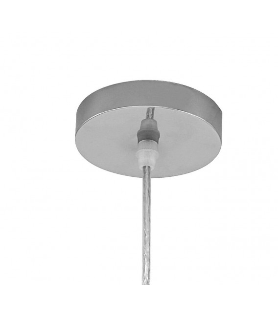 LAMPARA DE TECHO 50 Ø X 102 MERLUN METAL CROMADO TEXTIL BLANCO Y PLATA