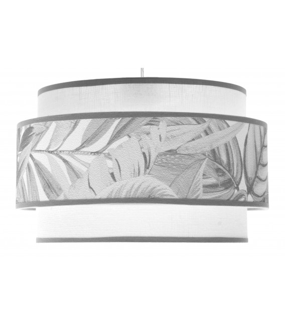 LAMPARA DE TECHO 50 Ø X 102 MERLUN METAL CROMADO TEXTIL BLANCO Y PLATA