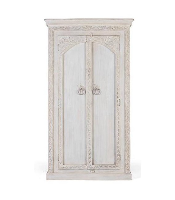 ARMARIO ALACENA 100 X 40 X 180 TUSTE MADERA TALLADA BLANCO