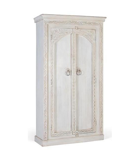 ARMARIO ALACENA 100 X 40 X 180 TUSTE MADERA TALLADA BLANCO