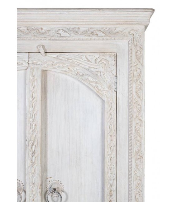 ARMARIO ALACENA 100 X 40 X 180 TUSTE MADERA TALLADA BLANCO