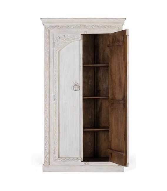 ARMARIO ALACENA 100 X 40 X 180 TUSTE MADERA TALLADA BLANCO