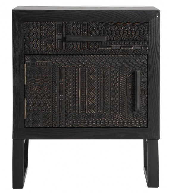 MESITA DE NOCHE 45 X 35 X 55 ANTRIM MADERA Y METAL NEGRO Y GRIS