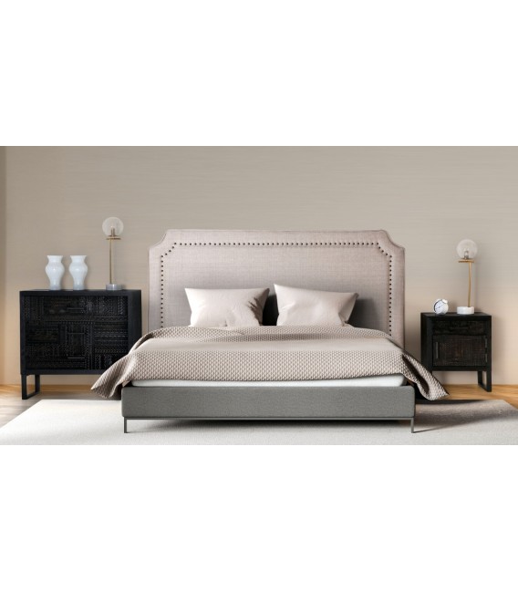 MESITA DE NOCHE 45 X 35 X 55 ANTRIM MADERA Y METAL NEGRO Y GRIS