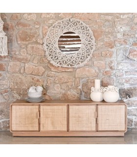 MUEBLE DE TV 157 X 40 X 46 BERLINE MADERA Y RATAN NATURAL