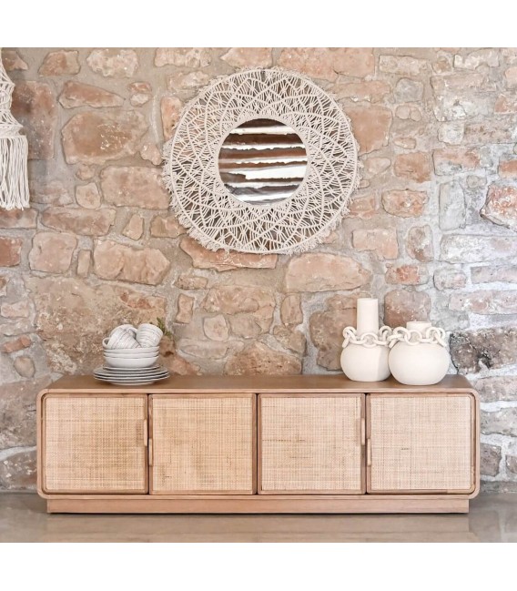 MUEBLE DE TV 157 X 40 X 46 BERLINE MADERA Y RATAN NATURAL
