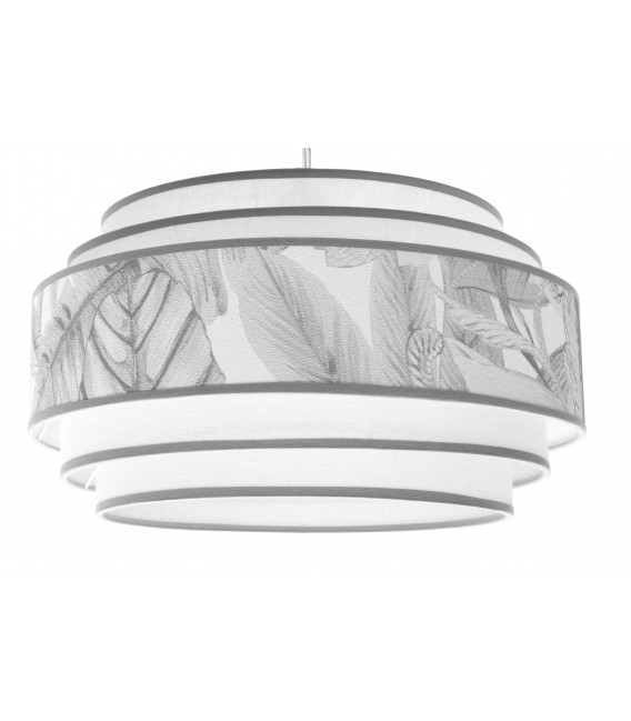 LAMPARA DE TECHO 40 Ø X 110 MERLUN 3 METAL CROMADO TEXTIL BLANCO Y PLATA