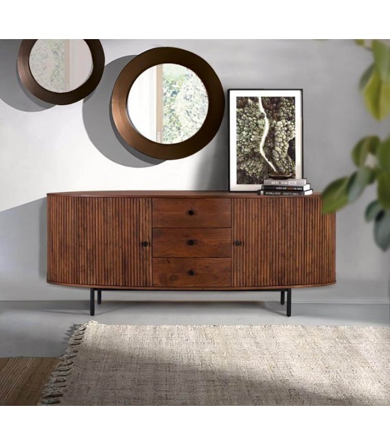 APARADOR 180 X 48 X 78 LINGO MADERA ACACIA METAL NEGRO