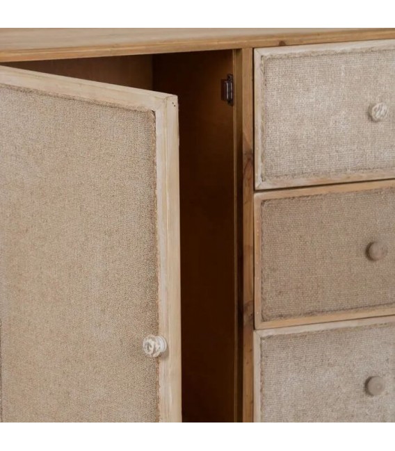 TAQUILLON 76 X 37 X 76 CAMPILLO MADERA NATURAL FIBRA BLANCA