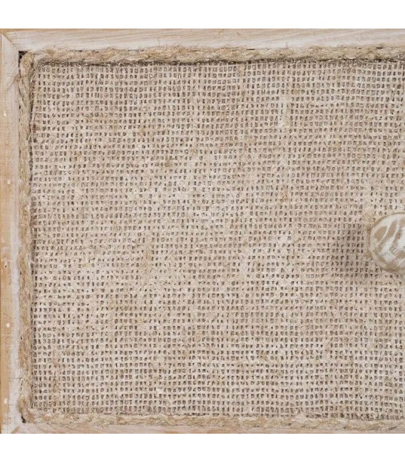 TAQUILLON 76 X 37 X 76 CAMPILLO MADERA NATURAL FIBRA BLANCA