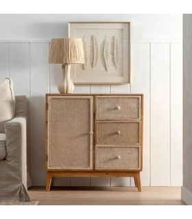 TAQUILLON 76 X 37 X 76 CAMPILLO MADERA NATURAL FIBRA BLANCA