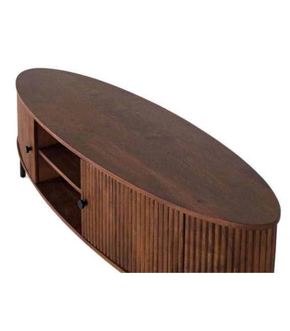 Mueble de TV ovalado realizado en madera de acacia