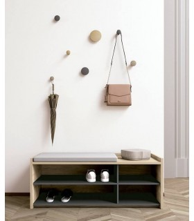 BANCO PIE DE CAMA 110 X 43 X 41 COBALA MELAMINA ROBLE Y GRAFITO