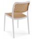 Silla de comedor, apilable, blanca y natural