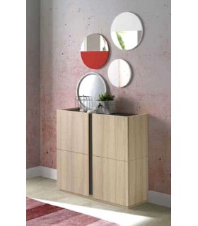 Mueble zapatero en melamina roble y grafito, capacidad 20 pares