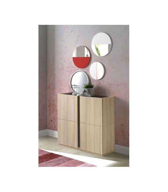 Mueble zapatero en melamina roble y grafito, capacidad 20 pares