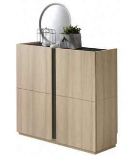 Mueble zapatero en melamina roble y grafito, capacidad 20 pares