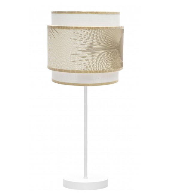 Lampara de sobremesa mediana blanco y oro