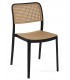 Silla apilable polipropileno negro e imitación ratán natural