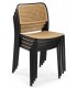 Silla apilable polipropileno negro e imitación ratán natural