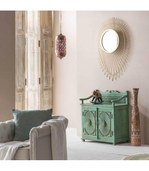 TAQUILLON MADERA TALLADA VERDE ROZADO ARTESANAL