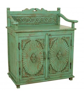 TAQUILLON MADERA TALLADA VERDE ROZADO ARTESANAL