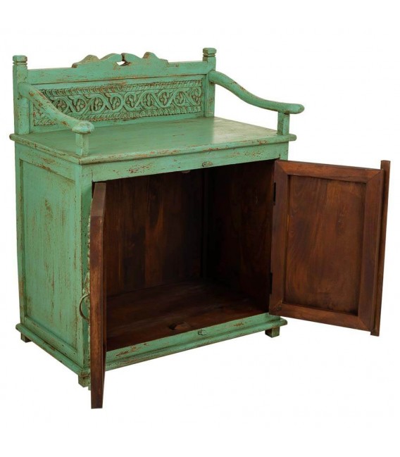 TAQUILLON MADERA TALLADA VERDE ROZADO ARTESANAL