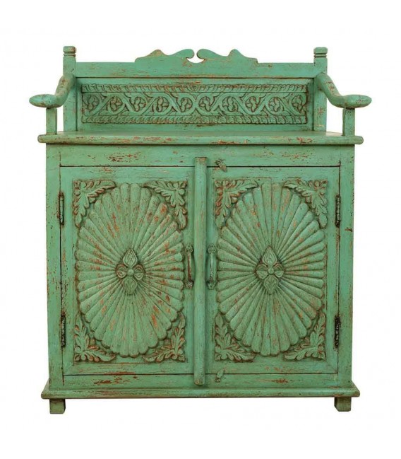 TAQUILLON MADERA TALLADA VERDE ROZADO ARTESANAL