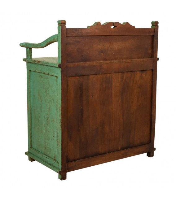 TAQUILLON MADERA TALLADA VERDE ROZADO ARTESANAL