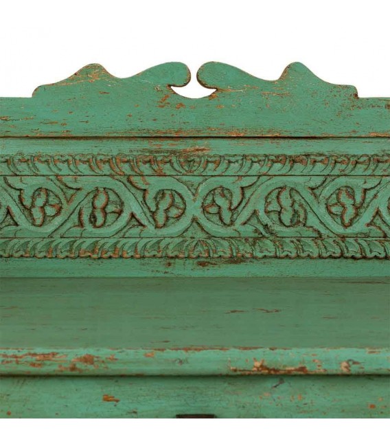 TAQUILLON MADERA TALLADA VERDE ROZADO ARTESANAL