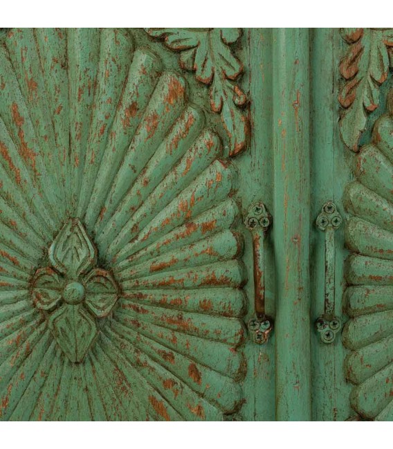 TAQUILLON MADERA TALLADA VERDE ROZADO ARTESANAL