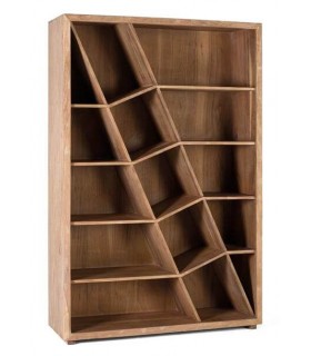 Estantería irregular realizada en madera maciza de acacia acabado natural