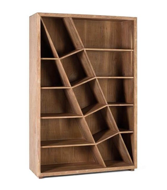 Estantería irregular realizada en madera maciza de acacia acabado natural