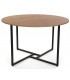MESA DE COMEDOR REDONDA GRANDE MADERA MDF ROBLE METAL NEGRO