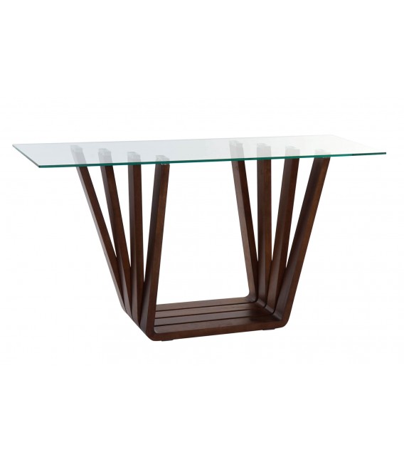 CONSOLA MADERA NOGAL Y CRISTAL, UNA ESCULTURA