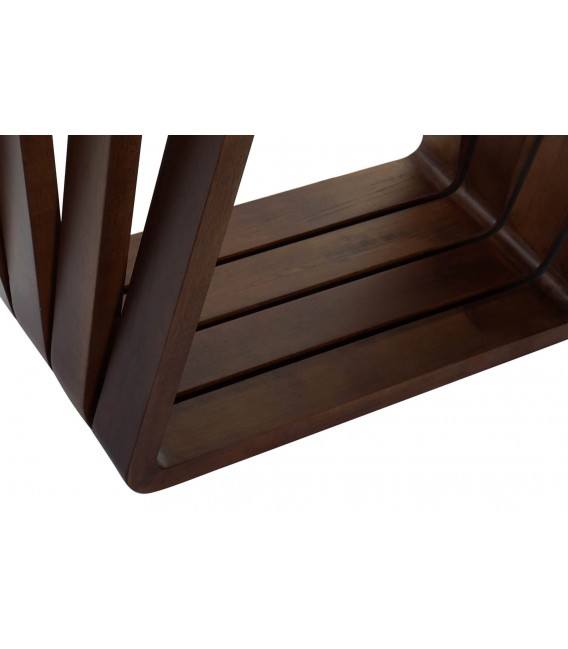 CONSOLA MADERA NOGAL Y CRISTAL, UNA ESCULTURA