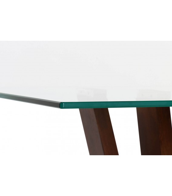 CONSOLA MADERA NOGAL Y CRISTAL, UNA ESCULTURA