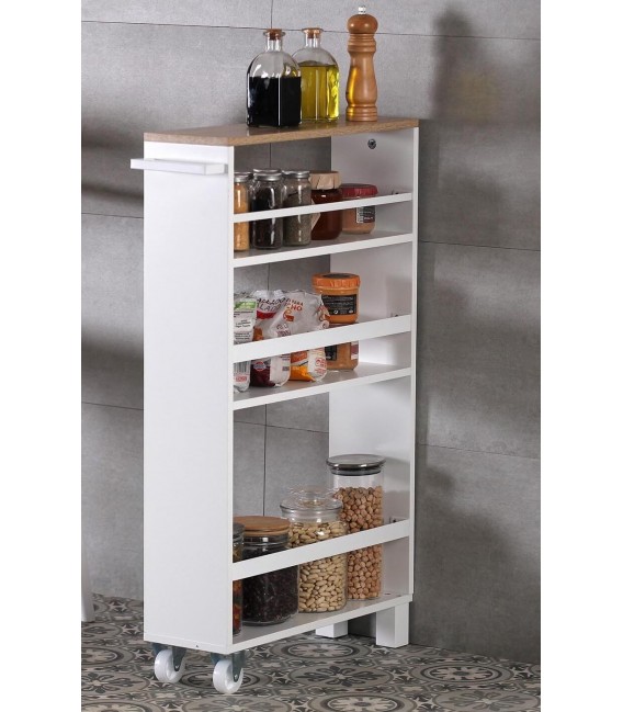 CARRO DE COCINA MDF BLANCO Y ROBLE MDMHOGAR