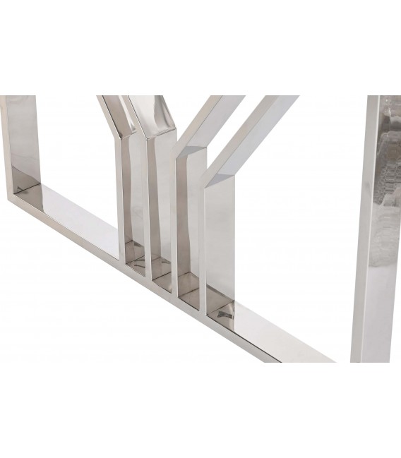 MESA DE COMEDOR ACERO CROMADO Y CRISTAL MDMHOGAR