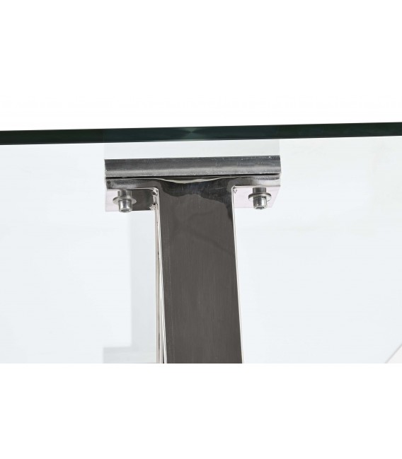 MESA DE COMEDOR ACERO CROMADO Y CRISTAL MDMHOGAR