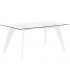 MESA DE COMEDOR MADERA MDF LACADA EN BLANCO Y CRISTAL MDMHOGAR