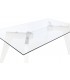 MESA DE COMEDOR MADERA MDF LACADA EN BLANCO Y CRISTAL MDMHOGAR