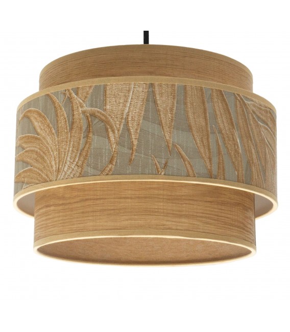 LAMPARA DE TECHO PEQUEÑA TEXTIL GRIS Y MARRON METAL ORO MDMHOGAR