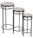 SET 3 PEDESTALES BARIO METAL NEGRO CERAMICA COLLAGE MDMHOGAR