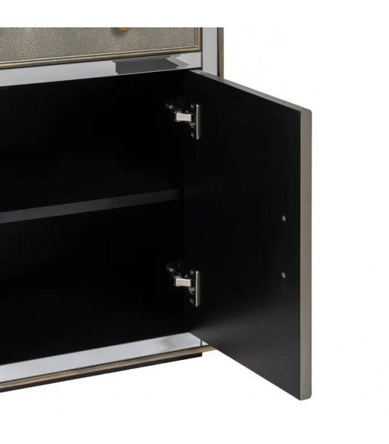 TAQUILLON ESPEJO Y SIMIL PIEL ACABADO PLATA VIEJO MDMHOGAR